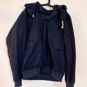 ASOS Navy Blue Bomber Jacket with Hood